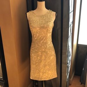 Sue Wong gold detail cocktail dress